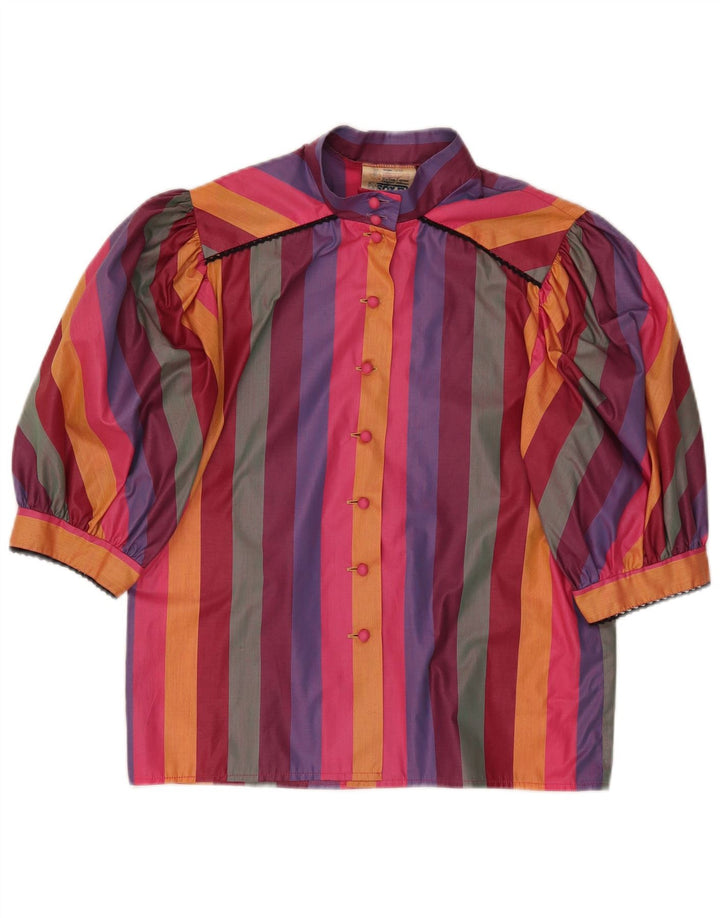 vintage Femme Chemise À Manches Courtes Blouse EU 38 Moyen Multicolore Rayé