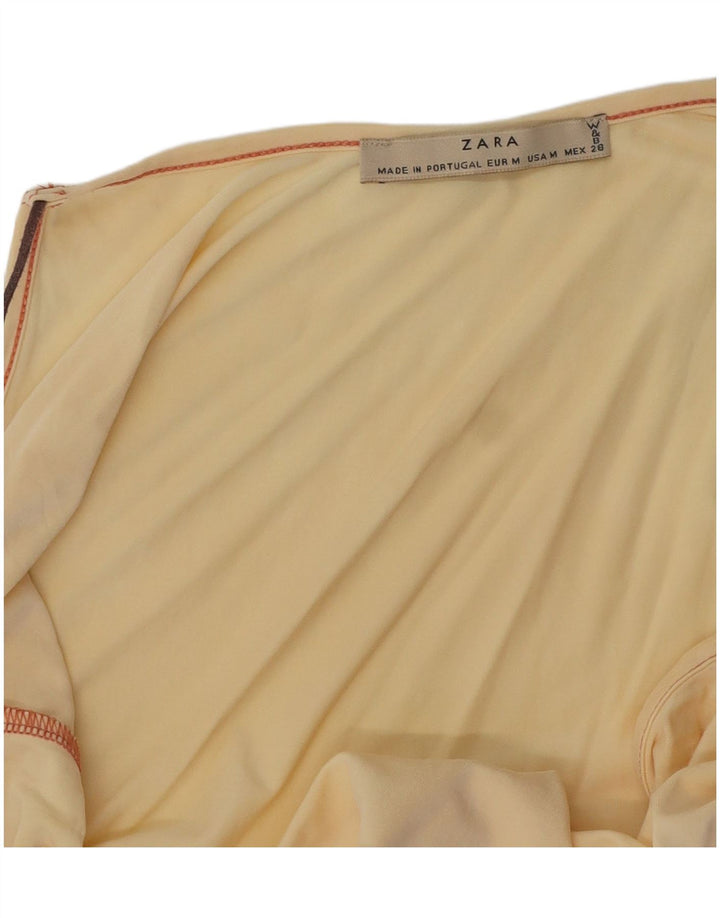 ZARA Femme Crop Cami Top UK 12 Jaune Moyen
