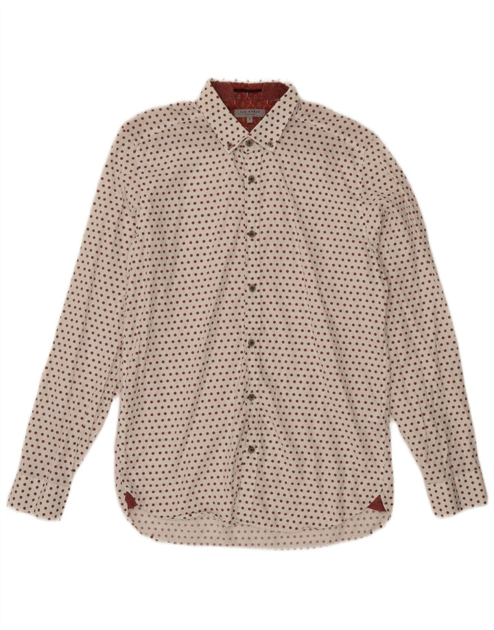 Ted Baker Chemise homme taille 3 coton tacheté blanc moyen
