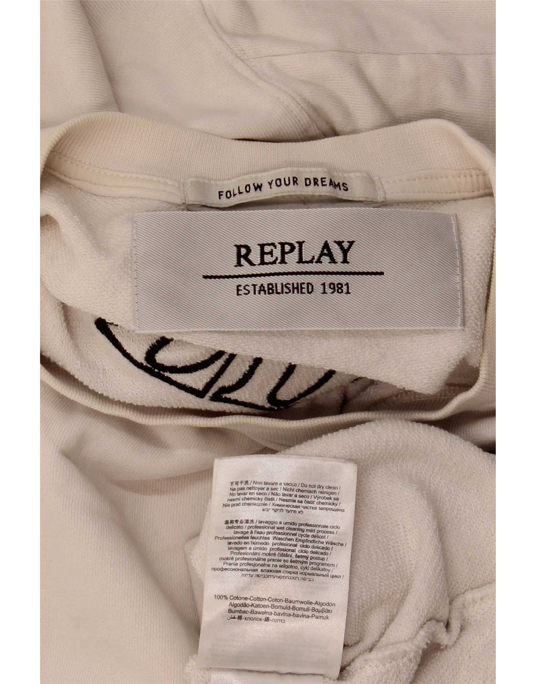 Replay Sweat-shirt graphique pour femme UK 44 en coton blanc moyen