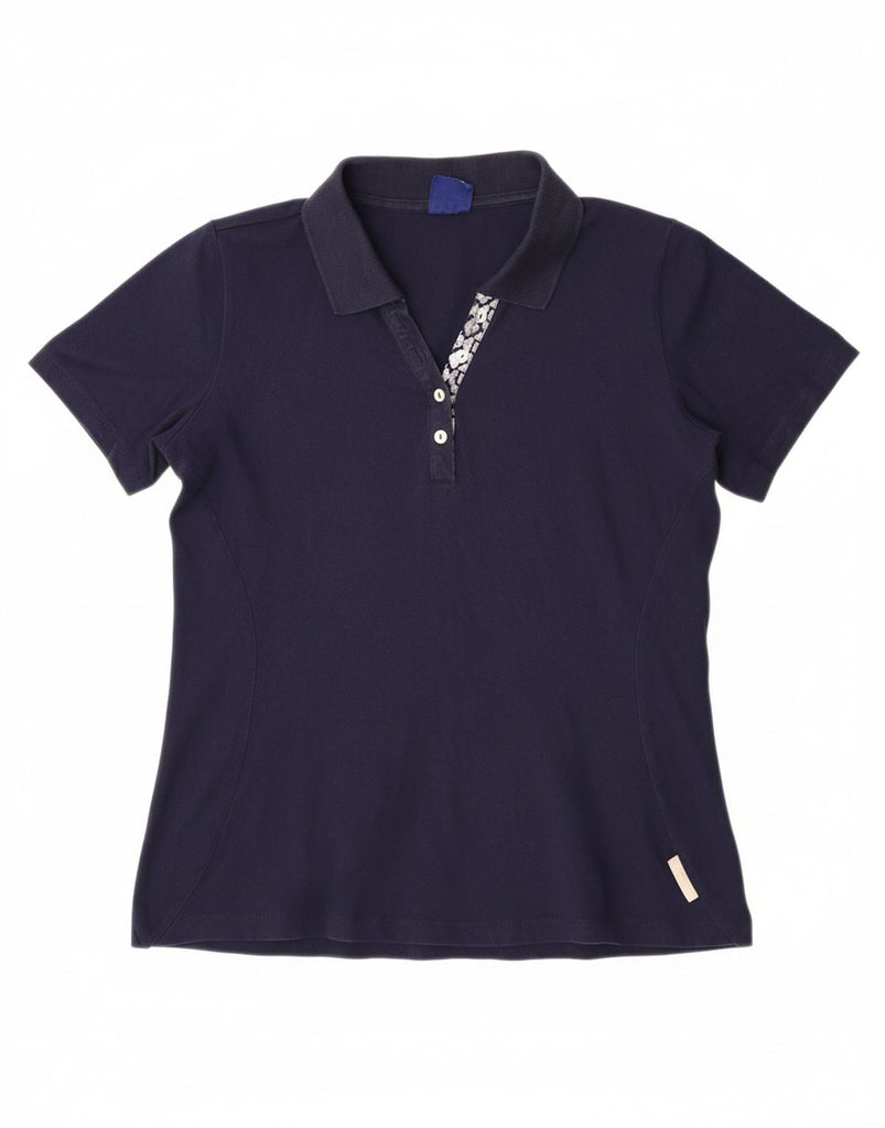 CHAMPION Womens Polo Shirt UK 14 Large Navy Blue Vintage Champion and Second-Hand Champion from Messina Hembry 