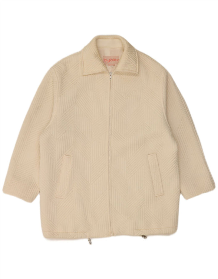 BYBLOS Womens Oversized Bomber Jacket IT 44 Medium Off White Polyamide