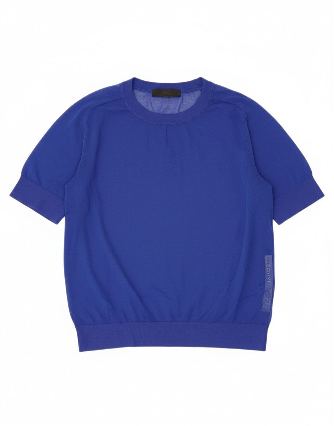 Zara Womens See Through Top UK 14 Large Bleu Coton