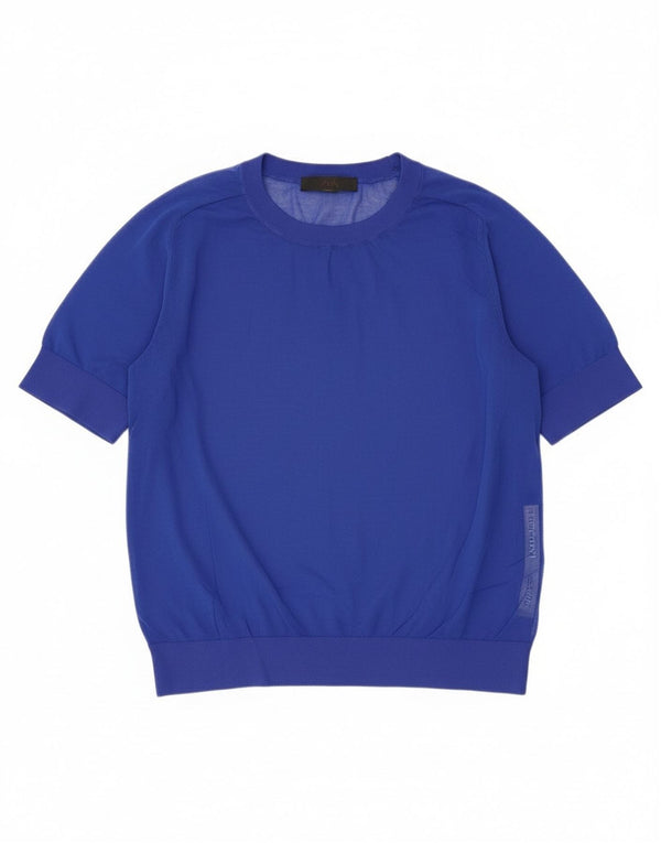 Zara Womens See Through Top UK 14 Large Blue Cotton
