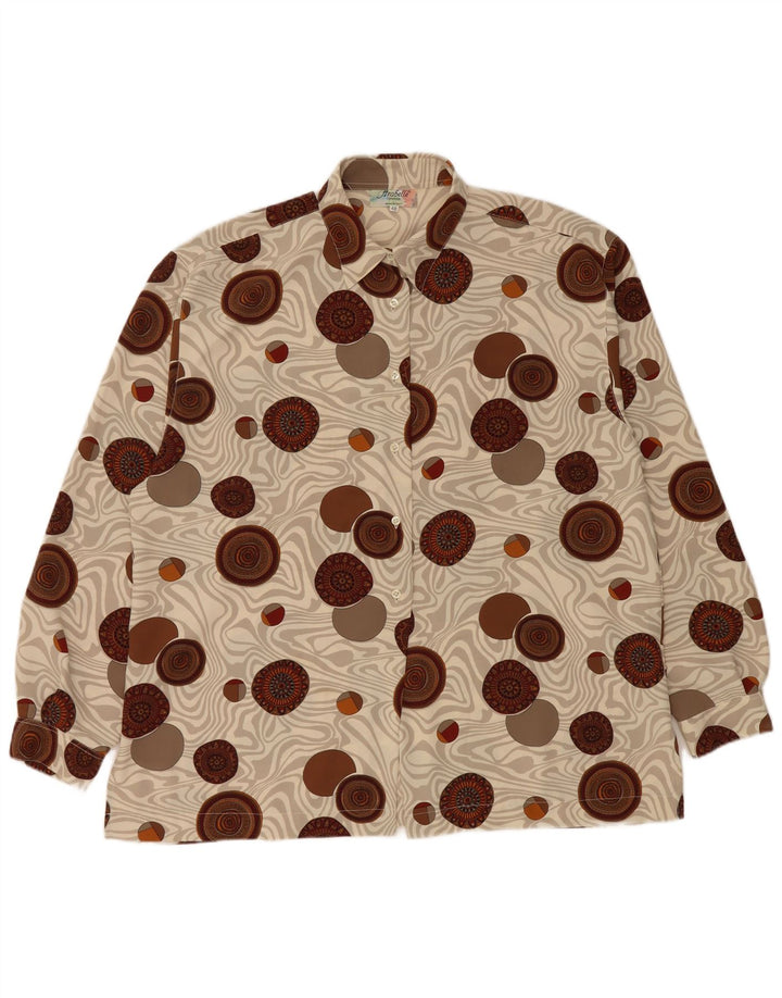 Chemise Femme Vintage Blouse IT 48 XL Polyester Géométrique Multicolore