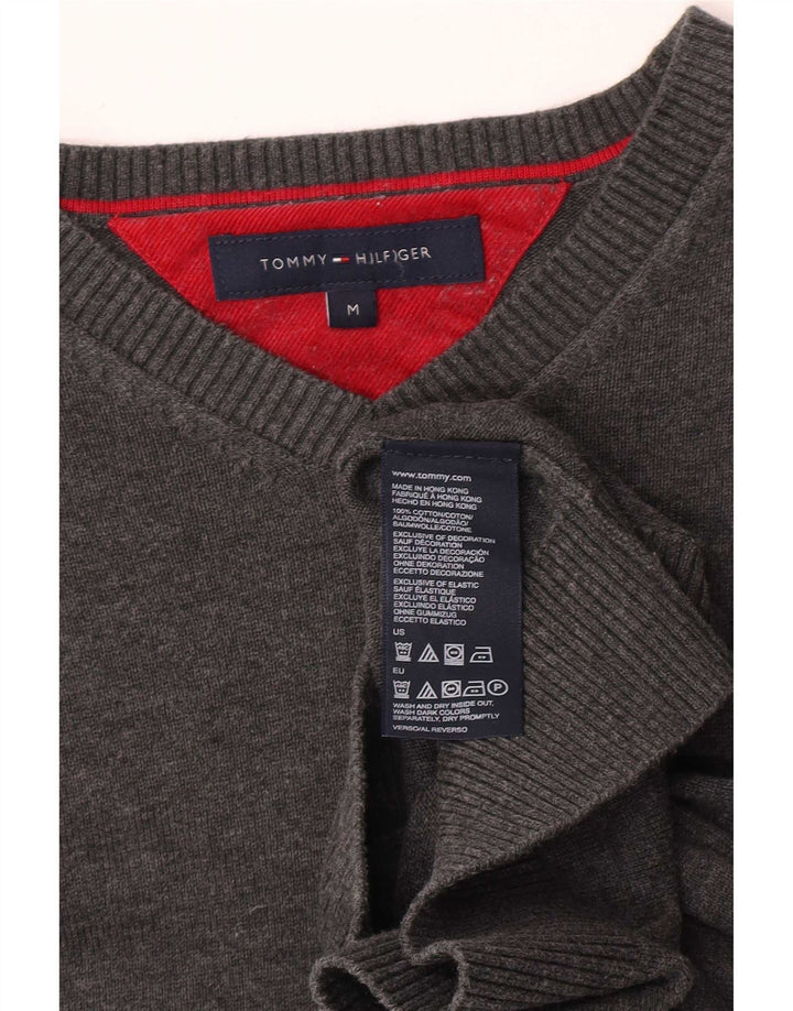 Tommy Hilfiger Pull Col V Homme Gris Moyen Coton