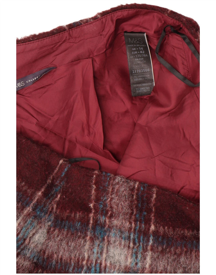 Marks & Spencer Mini-jupe pour femme UK 14 Large W34 Bordeaux à carreaux en polyester