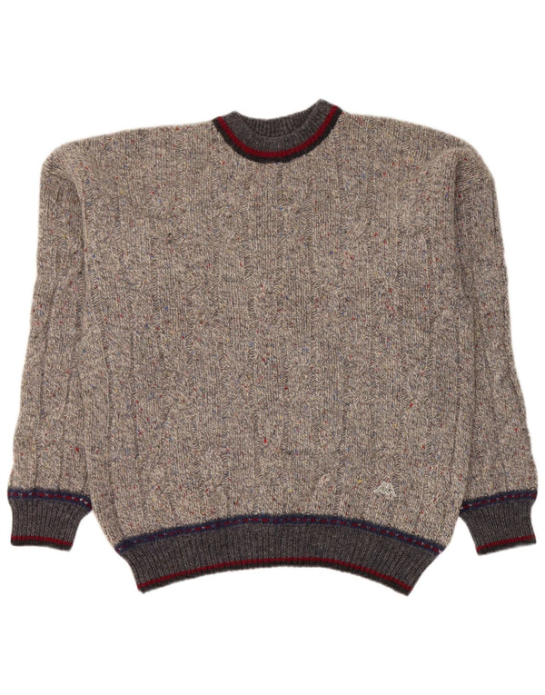 Kappa Pull col rond pour homme XL en laine vierge mouchetée gris