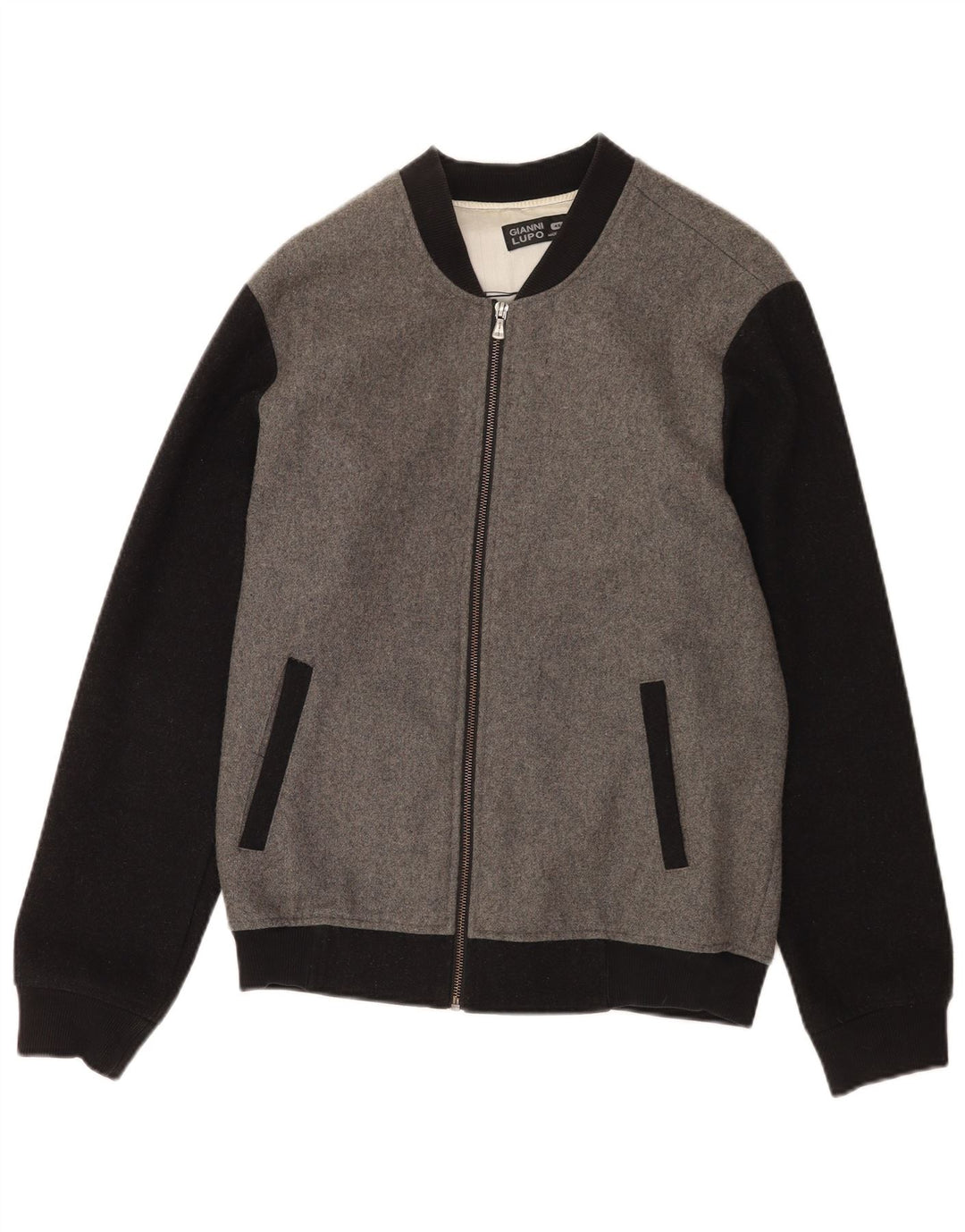 Gianni Lupo Veste Bomber Homme UK 40 Grande Laine Colorblock Gris