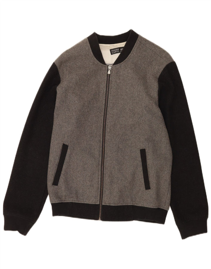 Gianni Lupo Veste Bomber Homme UK 40 Grande Laine Colorblock Gris