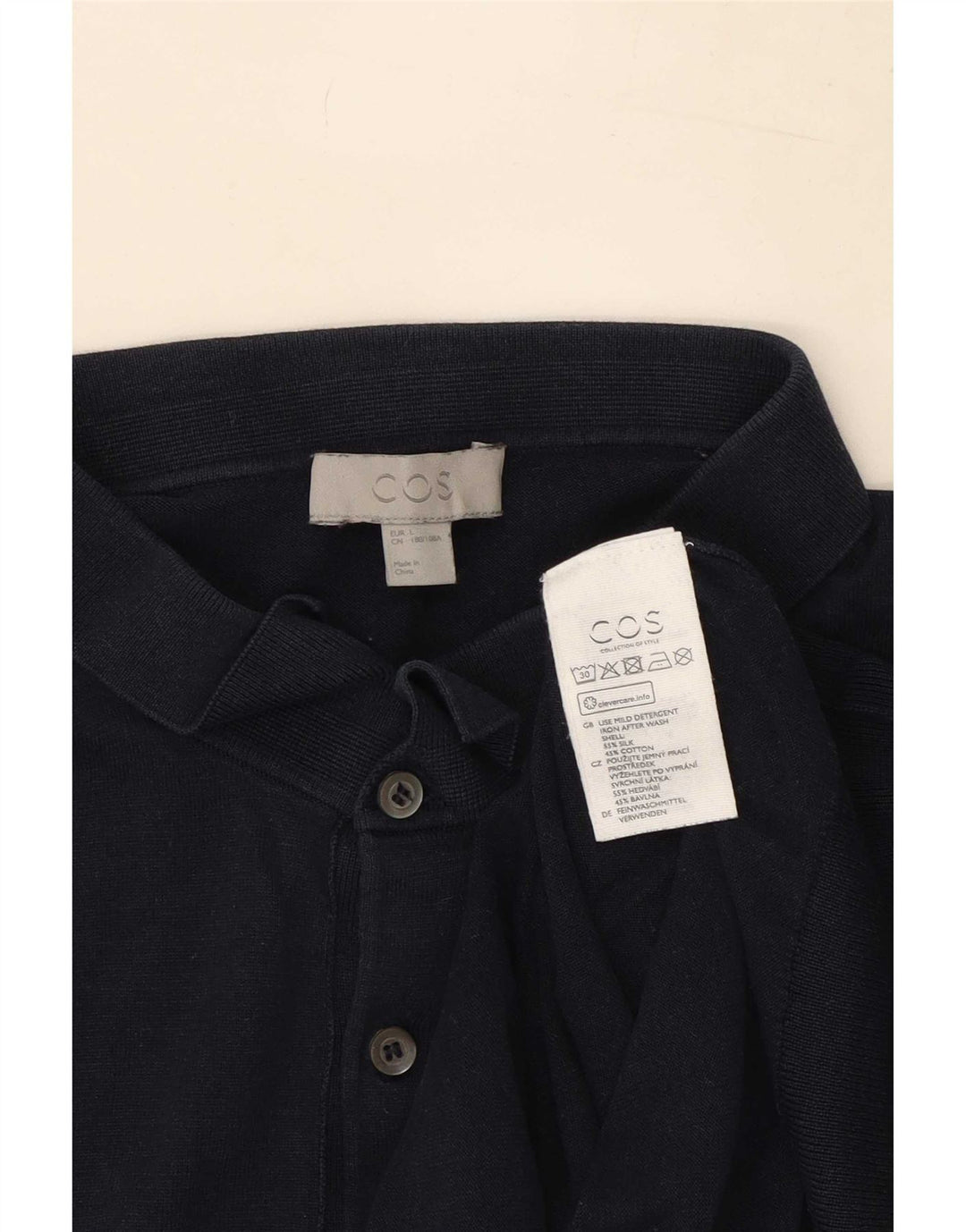 Cos Polo Homme Large Bleu Marine Soie