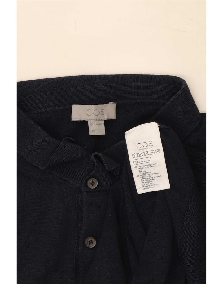 Cos Polo Homme Large Bleu Marine Soie