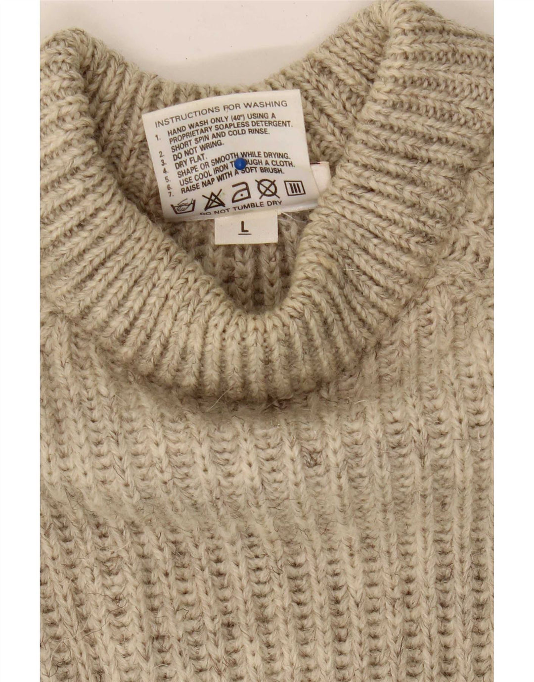 vintage Mens Turtle Neck Jumper Pull Grande Laine Colorblock Beige