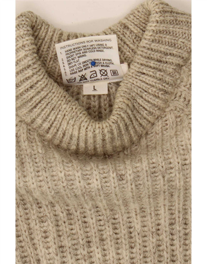 vintage Mens Turtle Neck Jumper Pull Grande Laine Colorblock Beige
