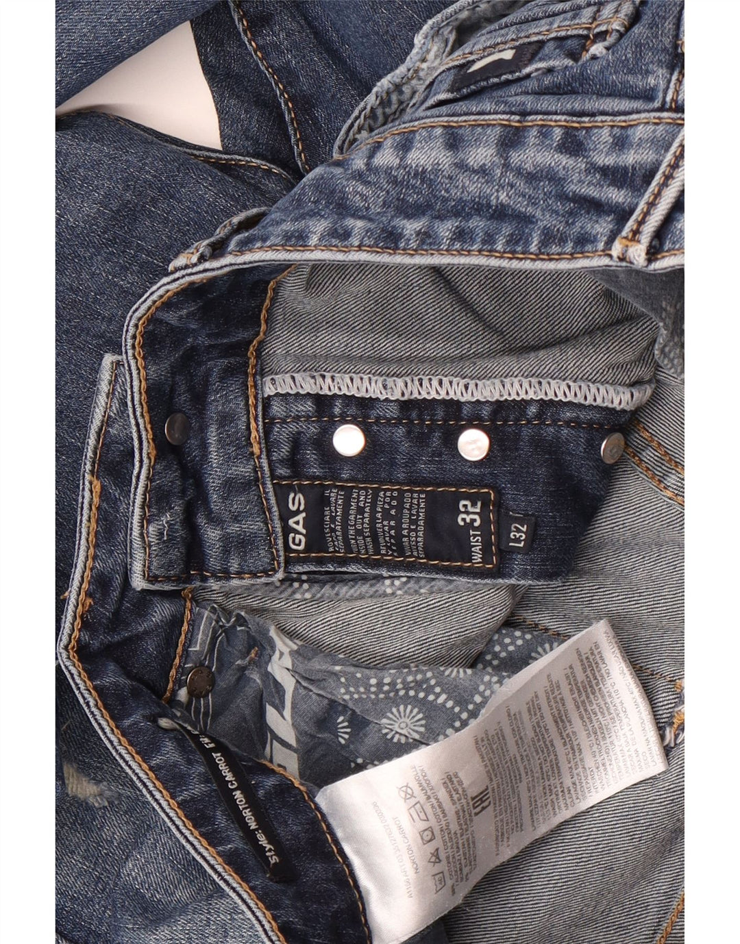Gas Jean slim vieilli pour homme W32 L32 en coton bleu