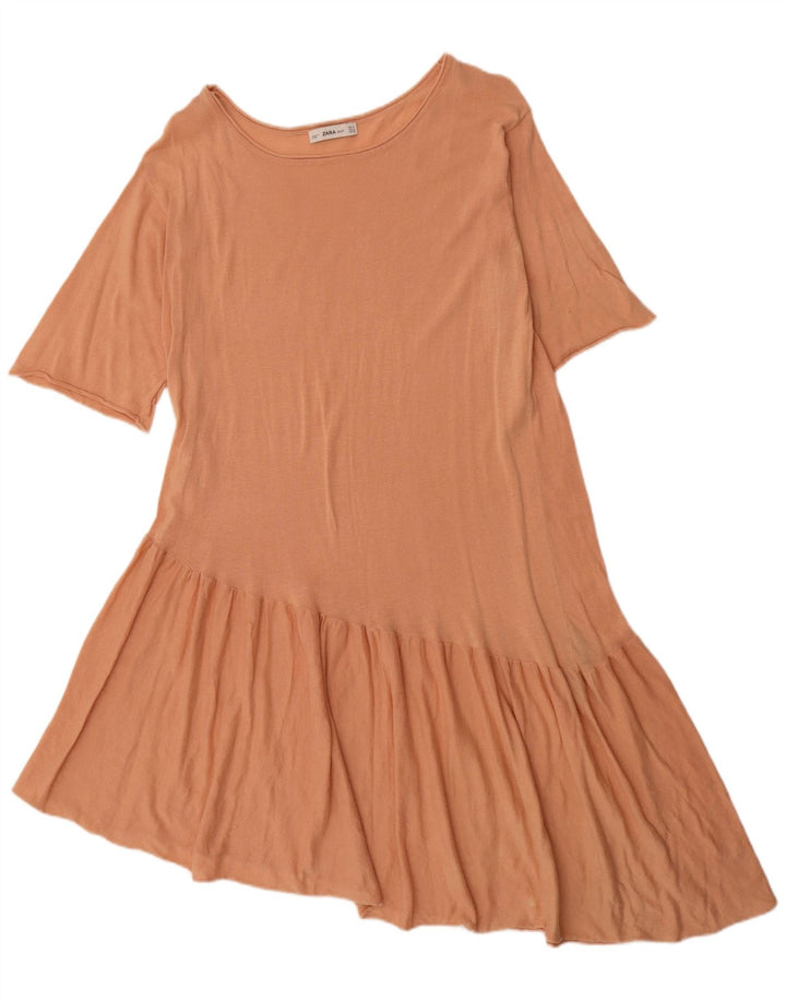 Zara Femme Robe Asymétrique UK 14 Orange Moyen