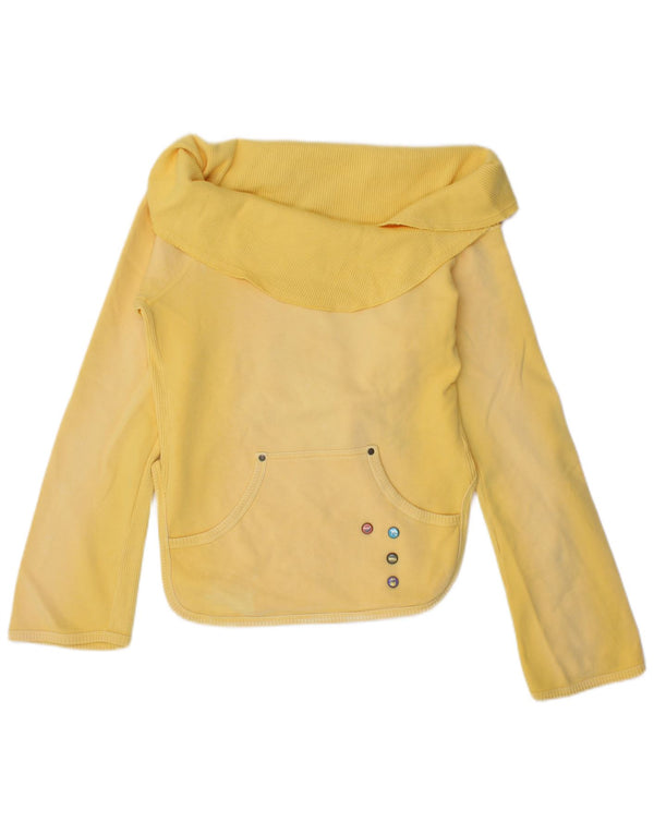 Diesel Sweat-shirt court à col châle pour femme UK 14 Large Rayé Jaune