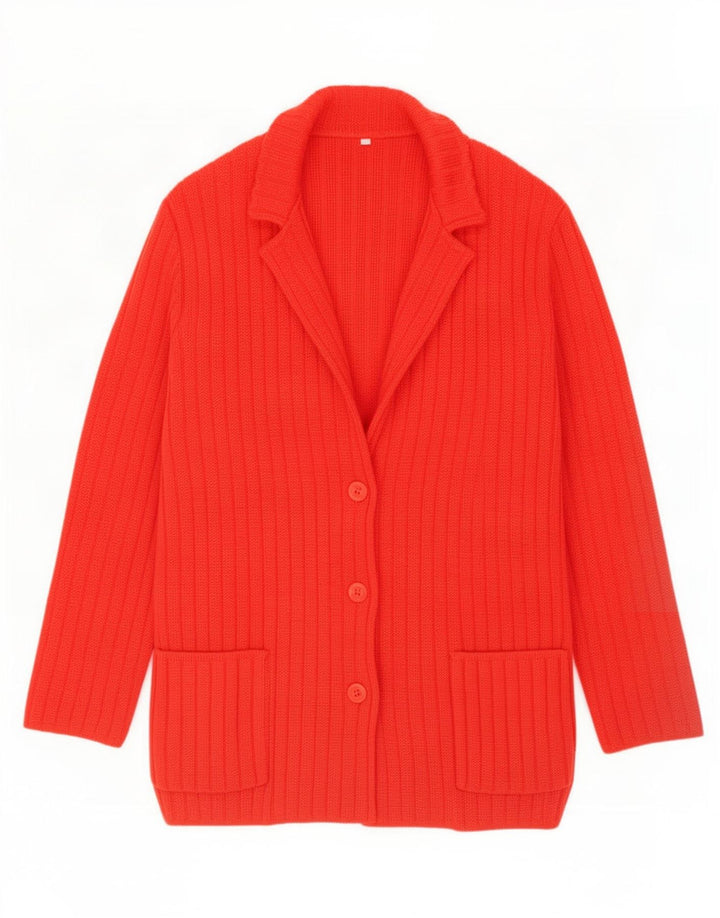vintage Femme Cardigan Pull UK 16 Grand Rouge