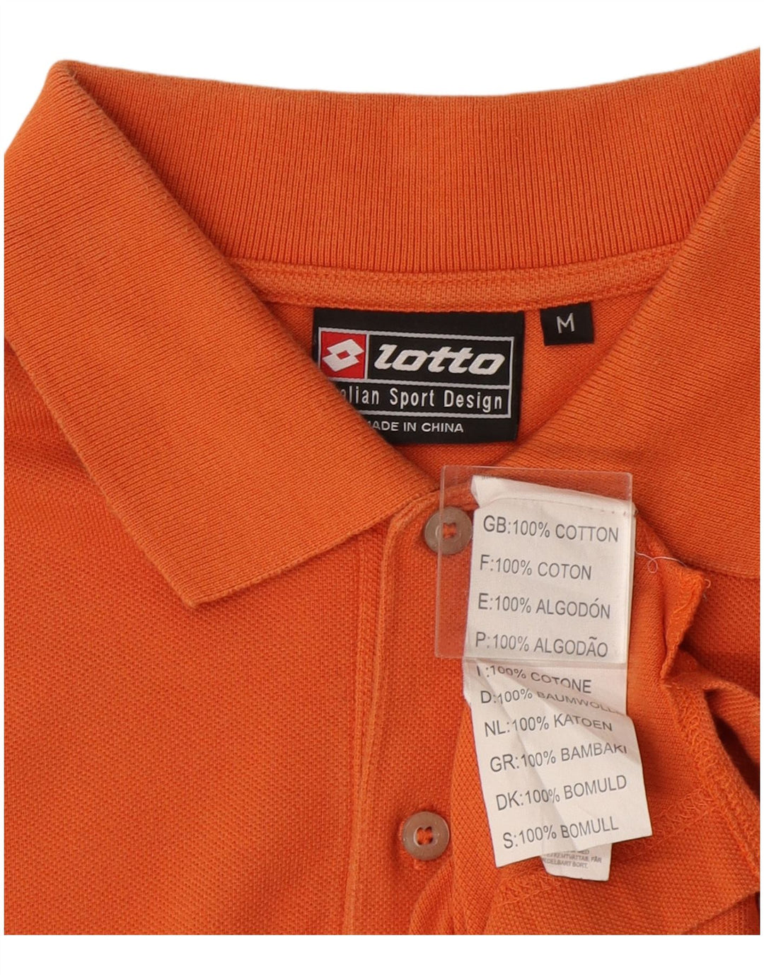 Lotto Polo Homme Orange Moyen Coton