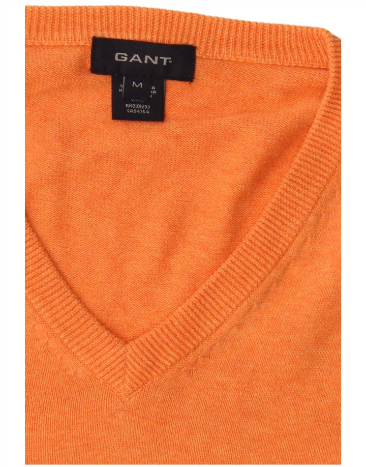 Gant Pull Col V Homme Orange Moyen Coton