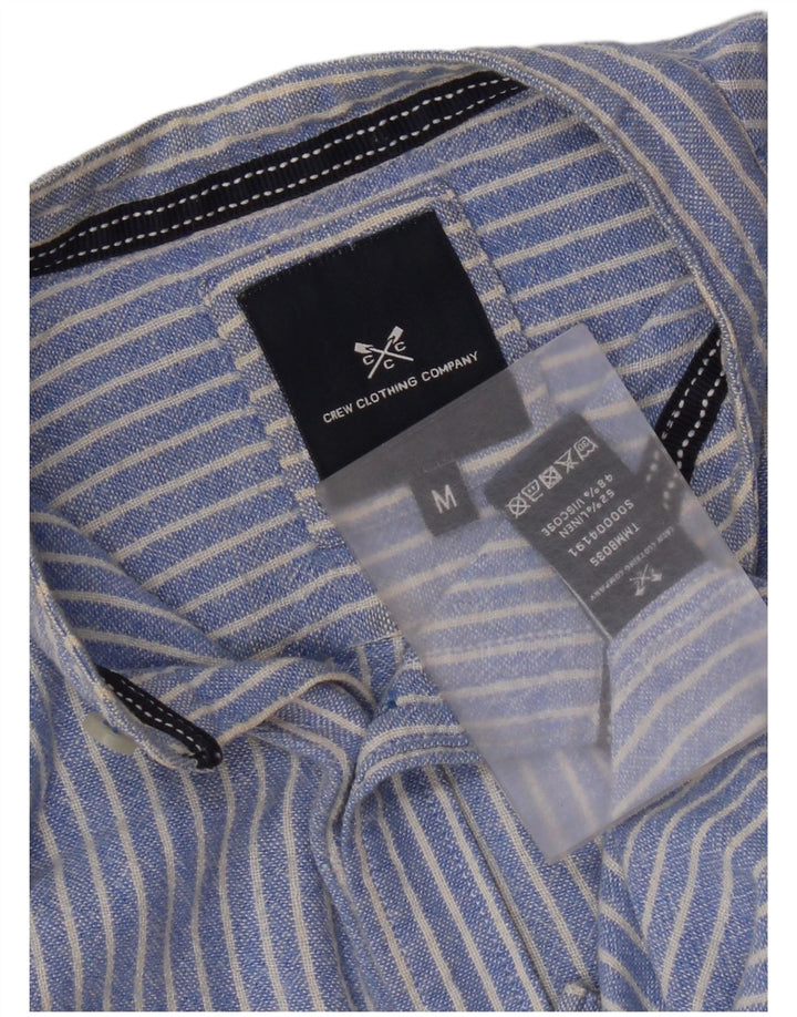 Crew Clothing Chemise homme en lin bleu moyen à fines rayures