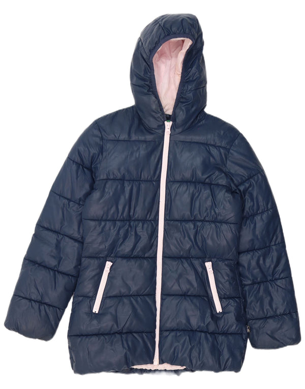 Benetton Veste matelassée à capuche pour femme UK 8 Small Bleu marine