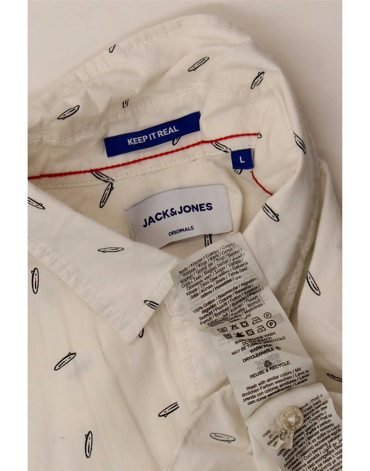 Jack & Jones Chemise à manches courtes pour homme en coton à pois blancs