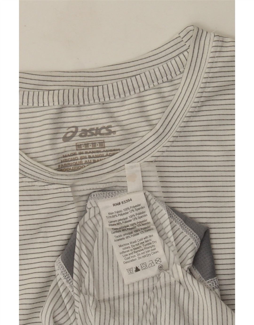 Asics T-shirt pour homme en polyester à fines rayures blanches moyennes