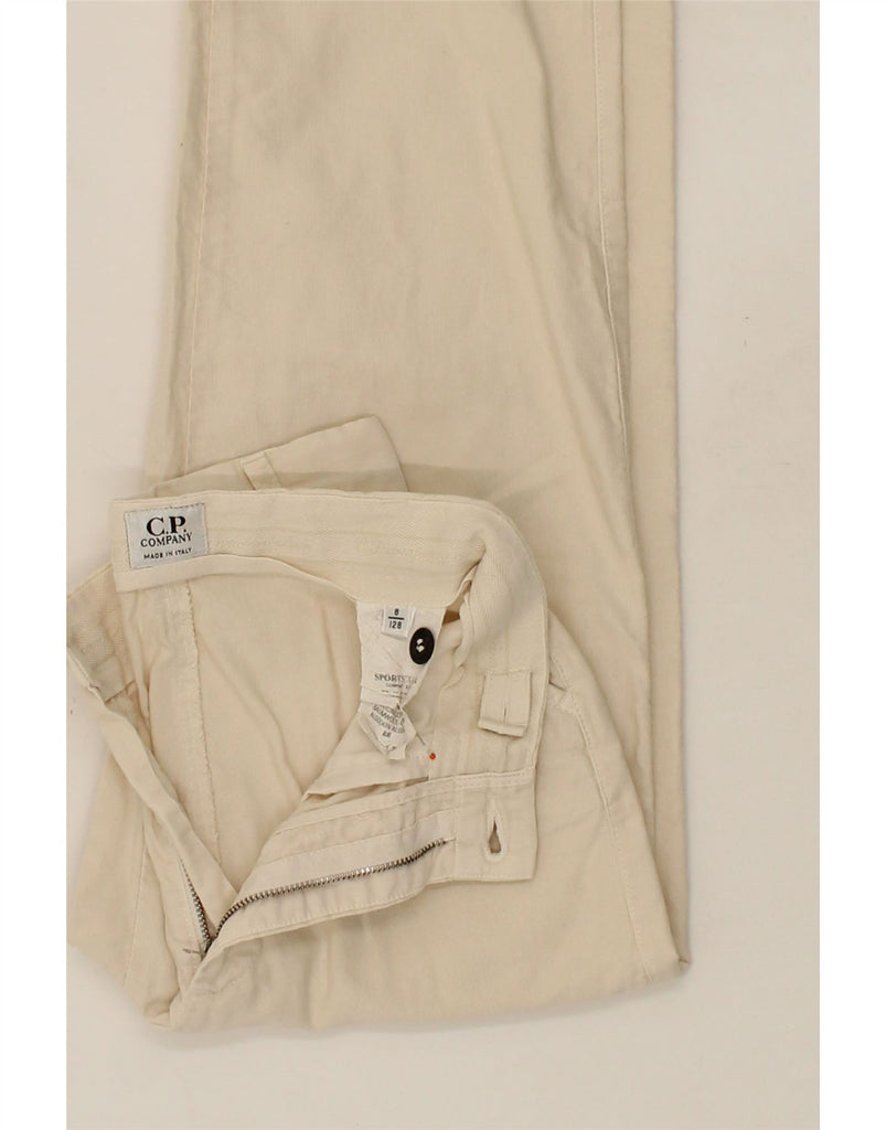 C.P. COMPANY Girls Straight Casual Trousers 7-8 Years W22 L22 Beige Cotton Vintage C.P. Company and Second-Hand C.P. Company from Messina Hembry 