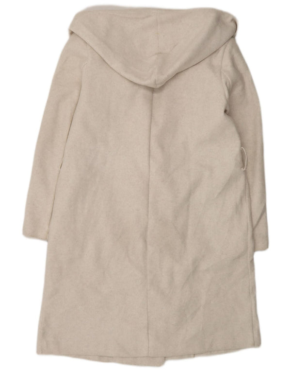 Zara Manteau à capuche surdimensionné à double boutonnage pour femme UK 10 Small Blanc cassé