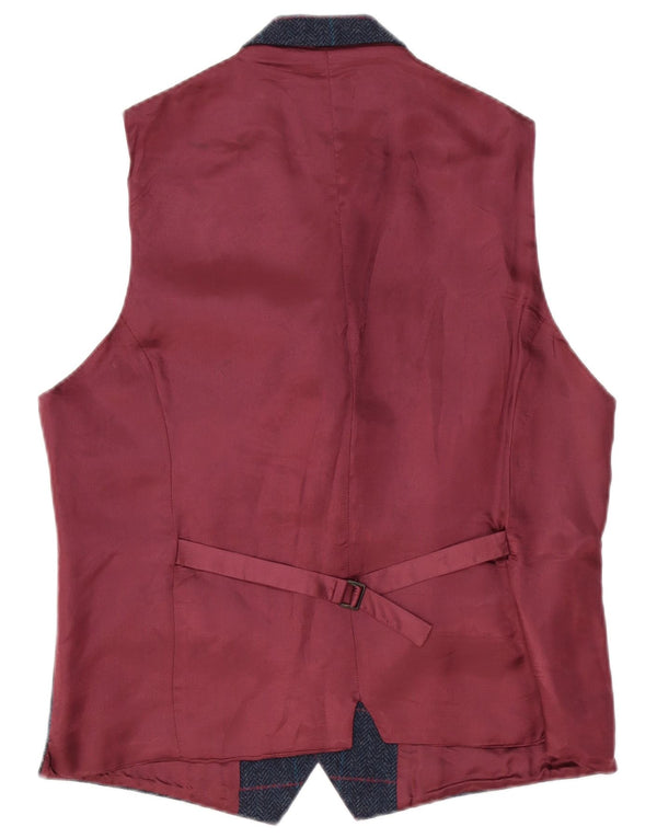 Hawes & Curtis Gilet pour homme UK 40 Medium Bleu marine à carreaux Viscose