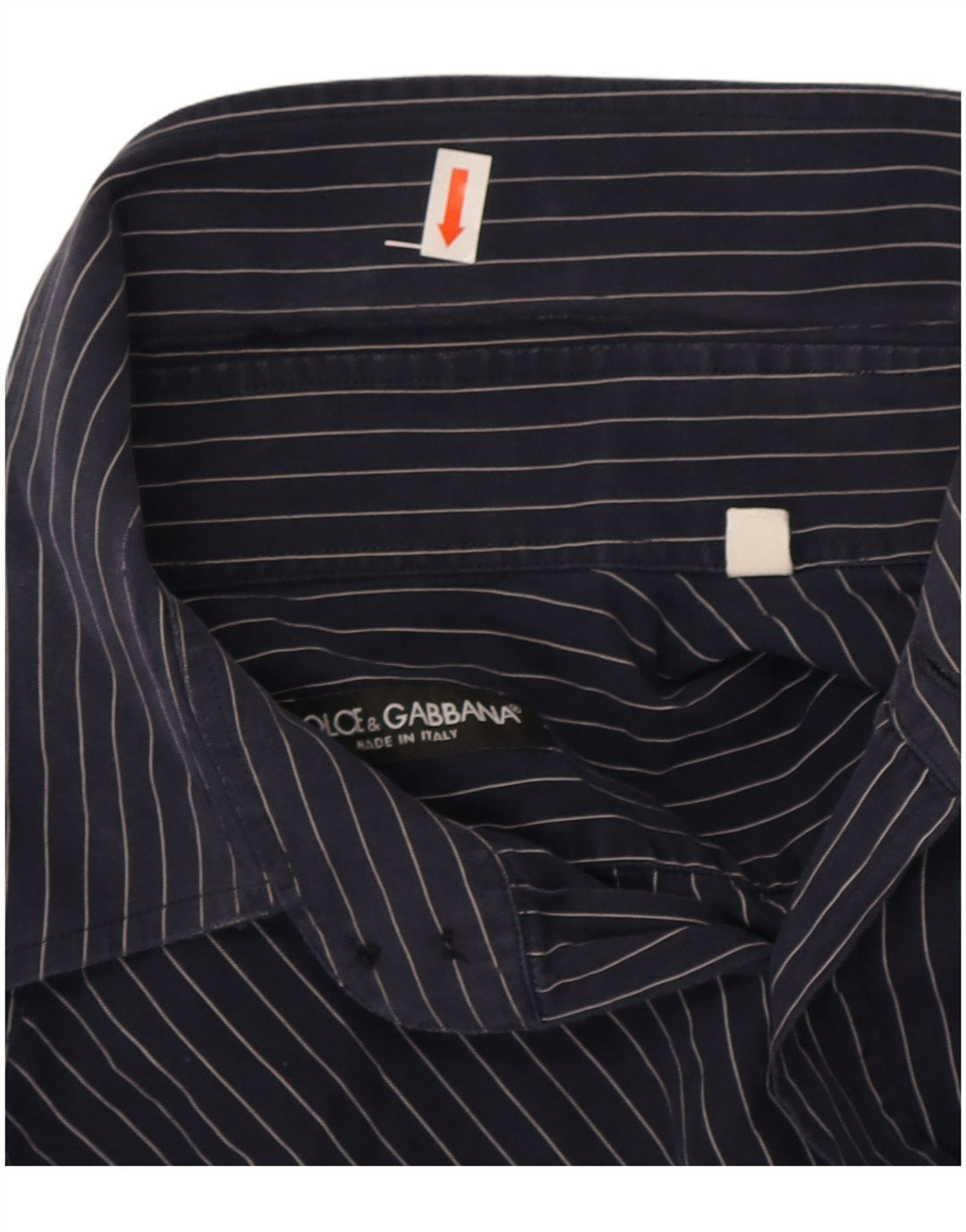 Dolce & Gabbana Chemise Homme Taille 40 15 3/4 Medium Navy Blue Pinstripe