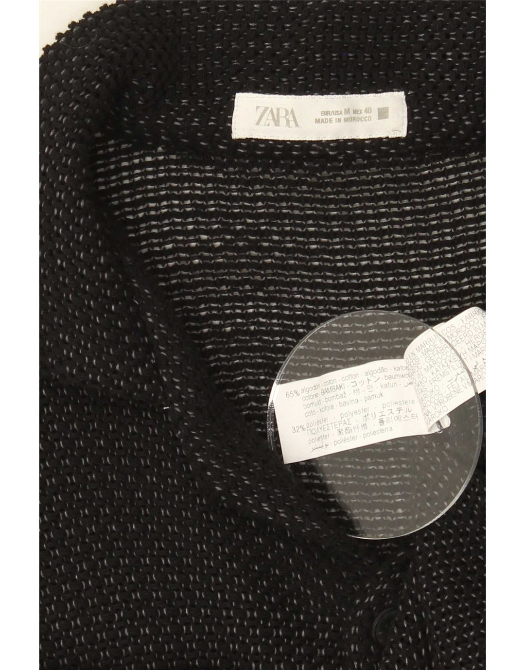 Chemise À Manches Courtes Homme Zara Homme Coton Chiné Noir Moyen
