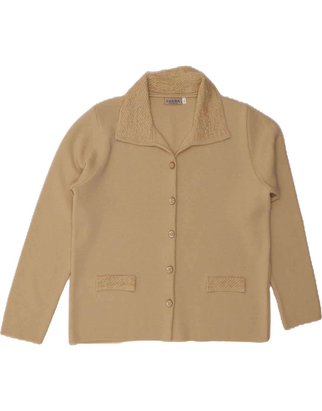 CANDA Womens Cardigan Sweater UK 14 Medium Beige Acrylic Vintage Canda and Second-Hand Canda from Messina Hembry 