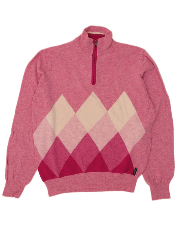 Marina Yachting Pull à col zippé pour homme Large Rose Argyle/Diamant