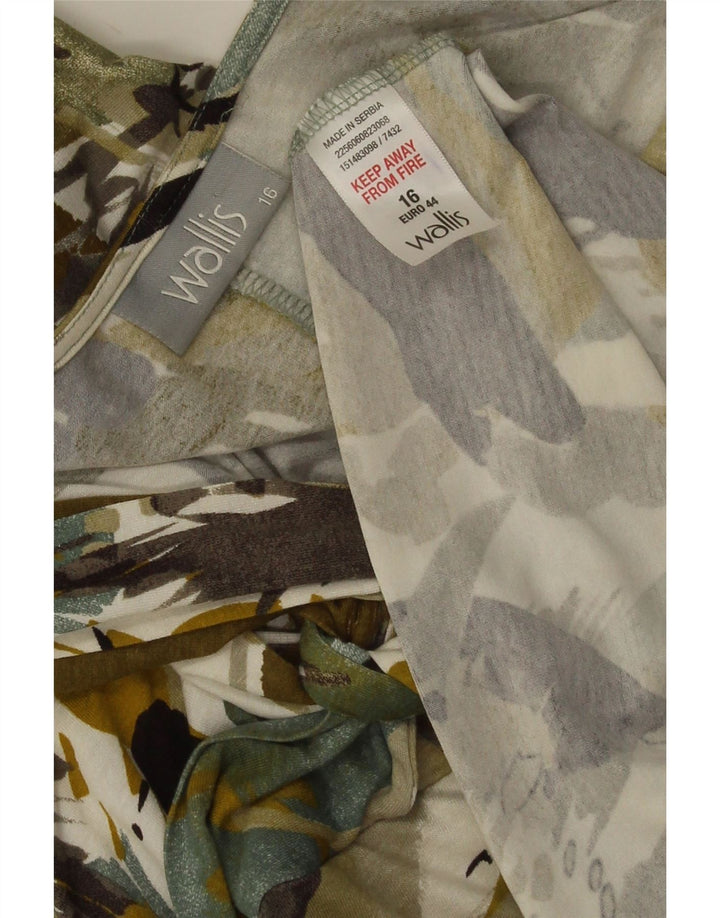 Wallis Robe trapèze à motif abstrait pour femme UK 16 Grande Viscose Verte