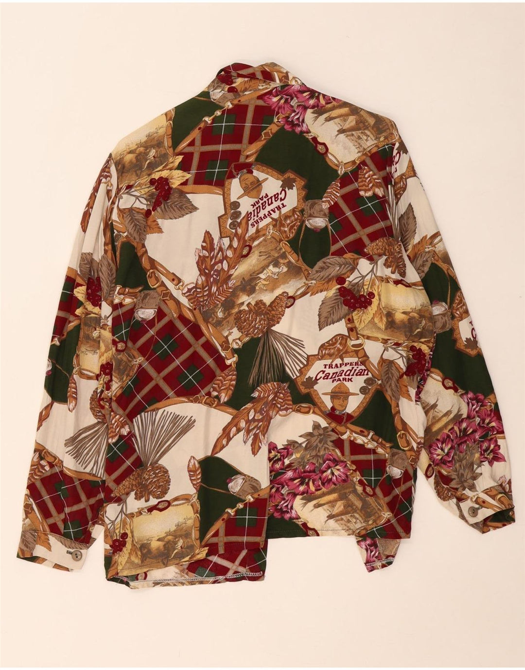 VINTAGE Chemisier chemise à motif abstrait pour femme UK 18 XL multicolore