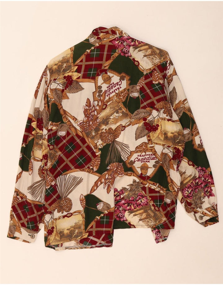 VINTAGE Chemisier chemise à motif abstrait pour femme UK 18 XL multicolore