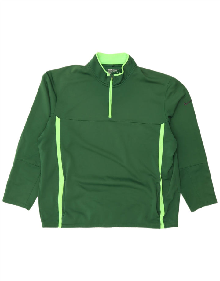 Nike Hommes Therma-Fit Zip Neck Pull Survêtement Top 2XL Vert Polyester