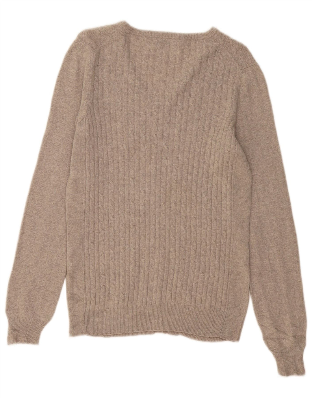 FRED PERRY Pull col en V pour femme UK 12 Laine gris moyen