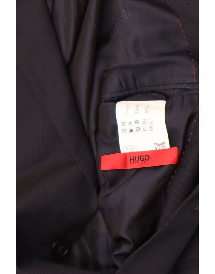 Hugo Boss Veste blazer à 2 boutons pour homme UK 46 Small Bleu marine Viscose