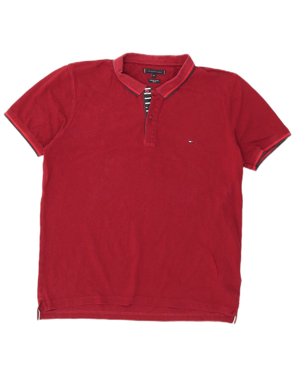 Tommy Hilfiger Polo coupe ajustée pour homme 2XL en coton bordeaux