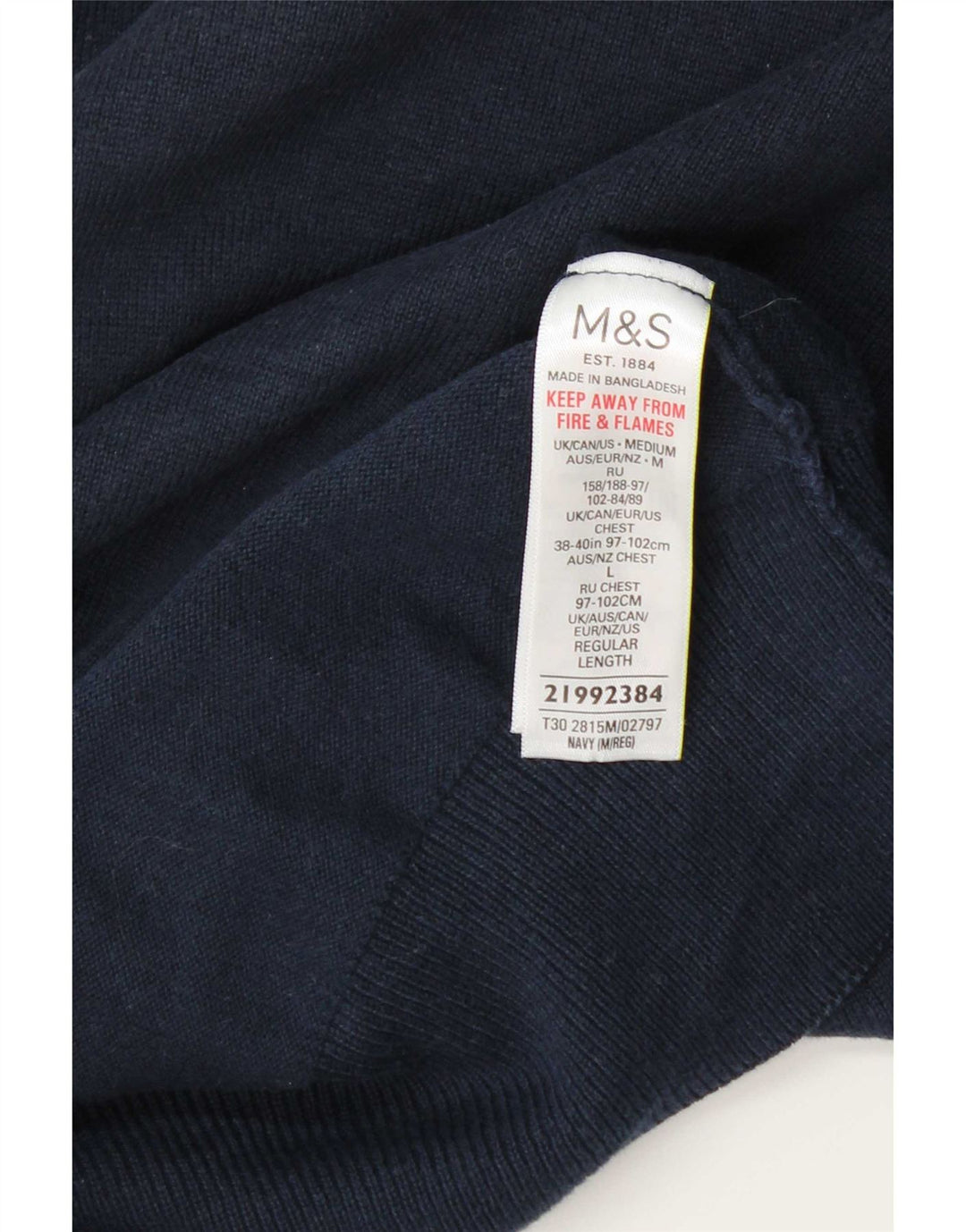 Marks & Spencer Pull col rond homme bleu marine moyen coton