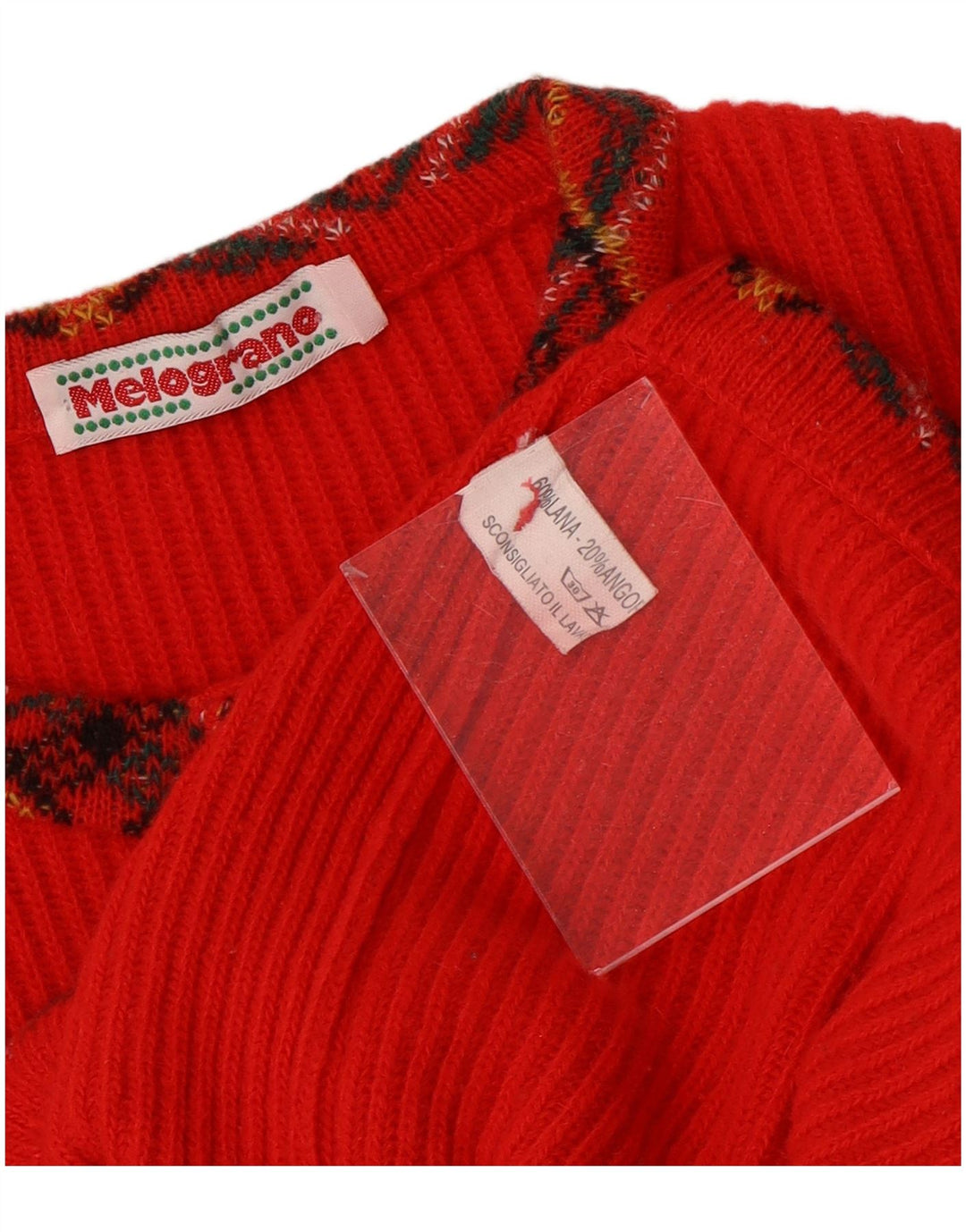 vintage Femme Cardigan Pull UK 12 Moyen Rouge Argyle/Diamond Laine