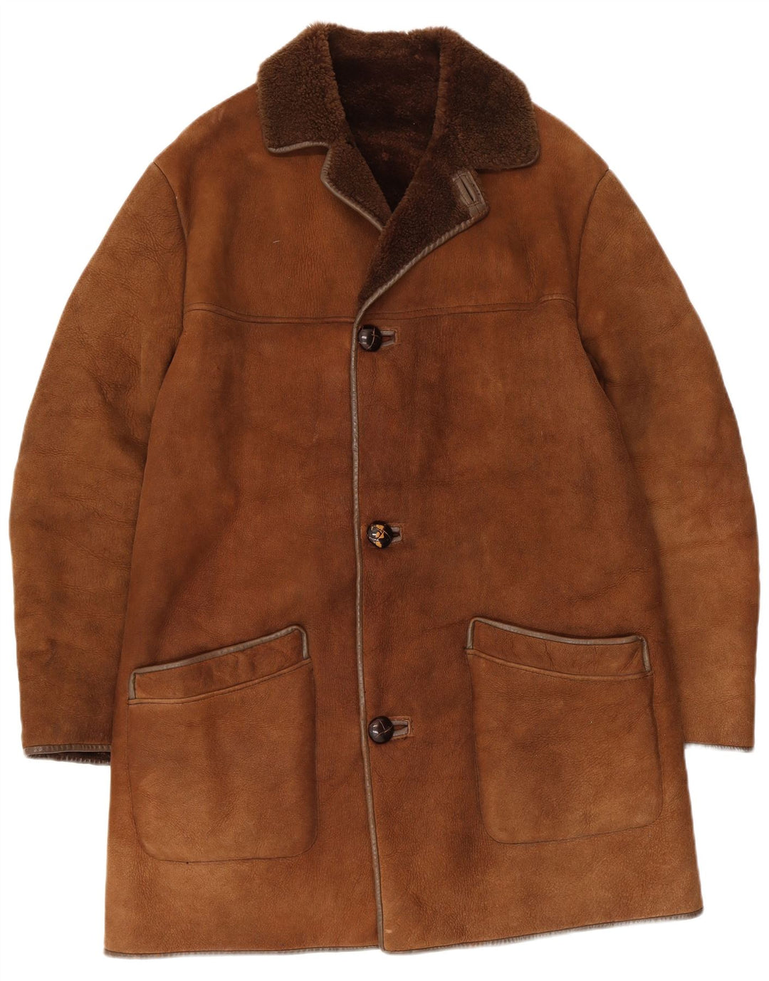 Nurseys Manteau en peau de mouton pour homme UK 40 Grand cuir marron