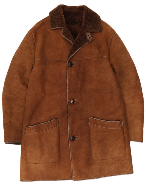 Nurseys Manteau en peau de mouton pour homme UK 40 Grand cuir marron