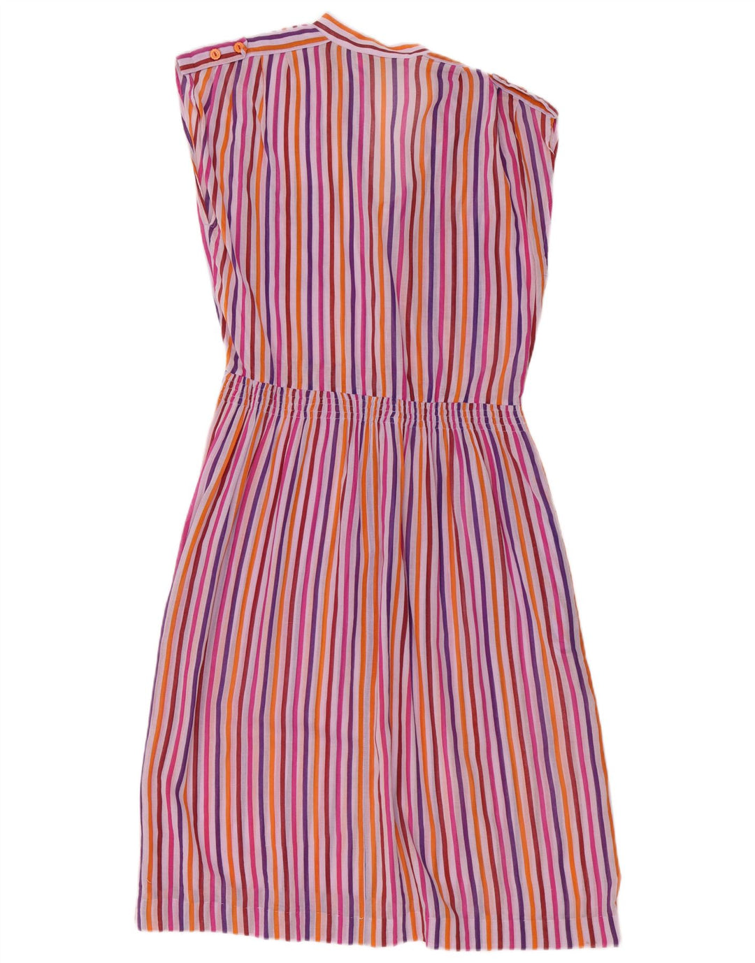 vintage Femme Sans Manches A-Line Robe EU 40 Moyen Multicolore Rayé