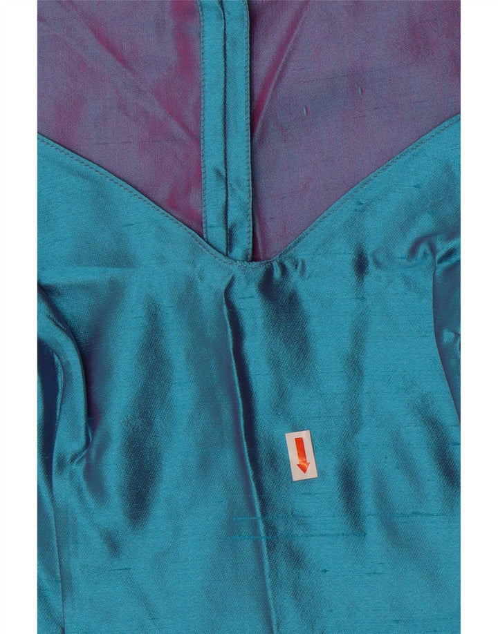 Gai Mattiolo Chemisier court sans manches pour femme IT 44 Soie bleu moyen