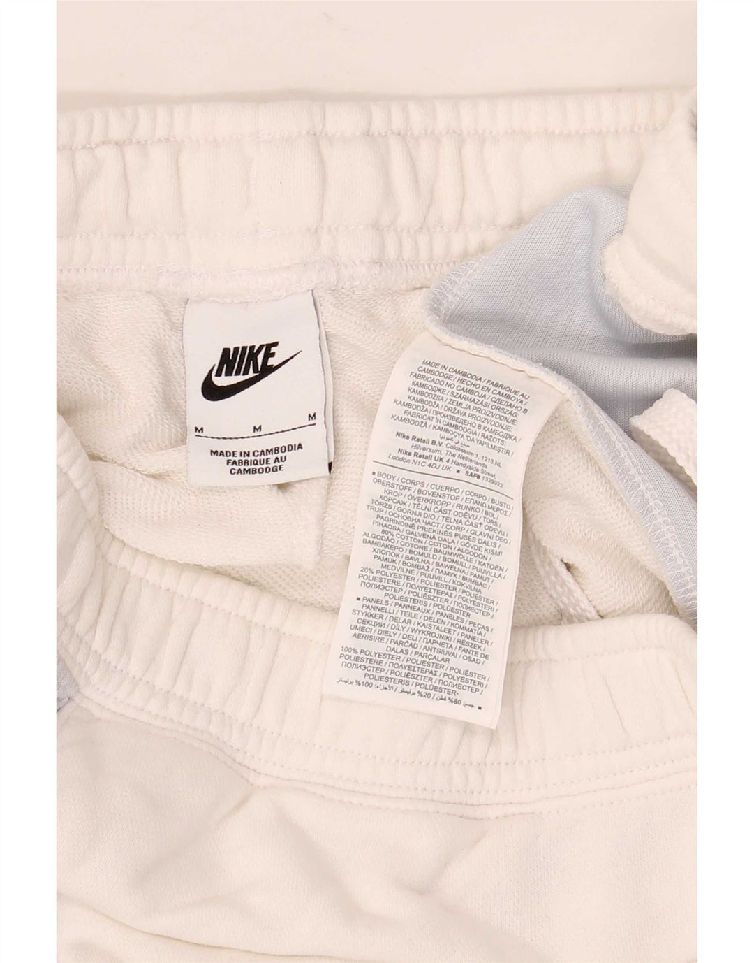 Nike Short de sport graphique en coton color block blanc moyen
