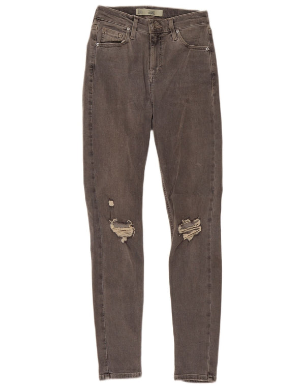 TOPSHOP Womens Distressed Skinny Jeans W26 L27 Grey Cotton